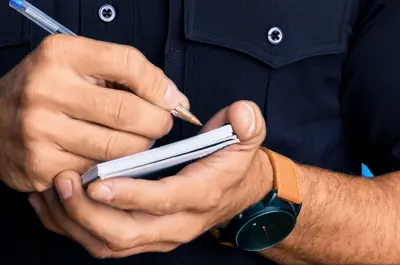 hands of a police officer writing a citation