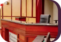 view of the judge's bench inside the courtroom