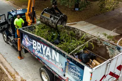 top view of a brush and bulky collection truck