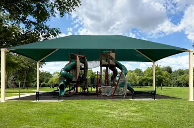 rendering of a shade structure designed to cover the playground in Tanglewood Park