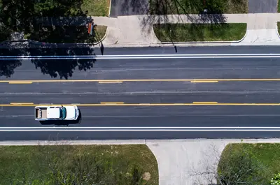 aerial view of a clean street.