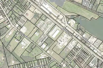 portion of a labelled terrain map of Bryan