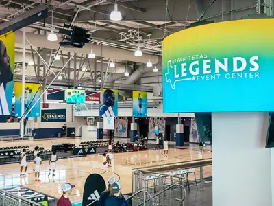 Legends Event Center courts during a major basketball event.