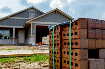 front view of a new home under construction.