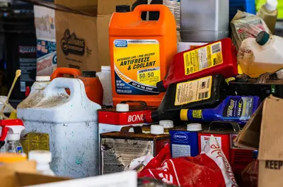 piled household waste containers